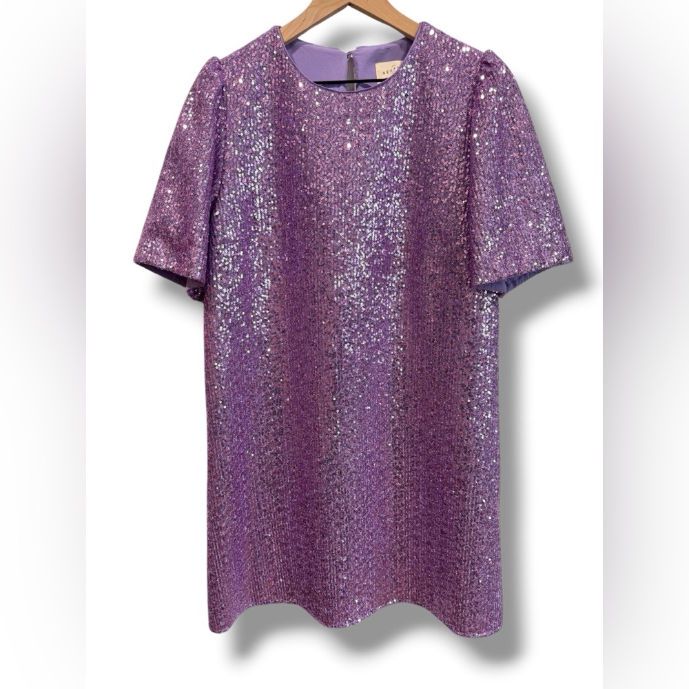 Sézane Gabin Mini Dress Lavender Purple Sequin Sz 40 US 8 Large - Picture 3 of 10